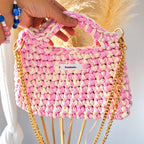 Sac au crochet rose et blanc comme une guimauve fait main à Marseille