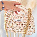 Sac au crochet fait main blanc crème et blanc cassé fait à Marseille