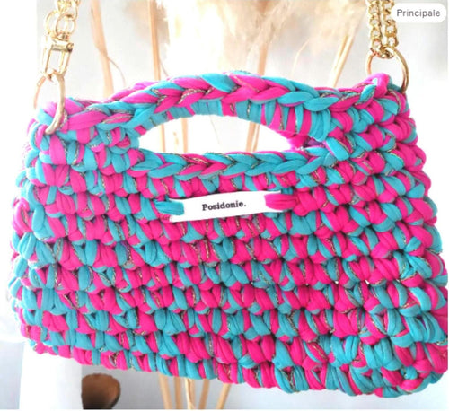 Sac au crochet fuschia et turquoise fait main à Marseille