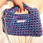 Sac au crochet Apolline Turquoise et Violet inspiré des calanques fait main à Marseille