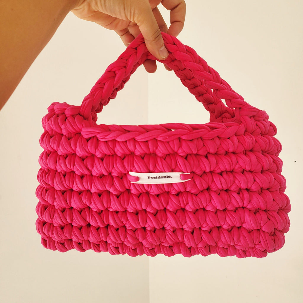 Sac au crochet design Chunky gros sac fourre tout rose barbie