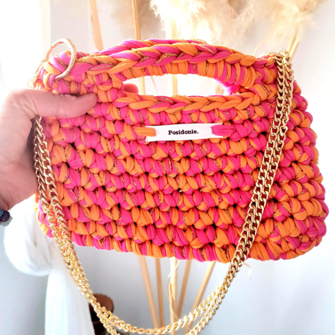 Sac au crochet best seller orange & fuschia fait main à Marseille