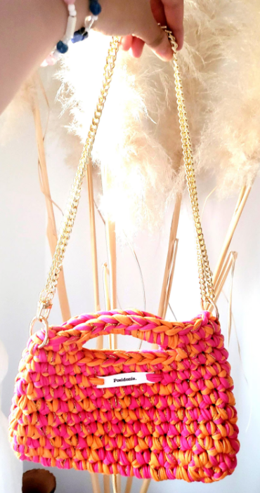 Sac au crochet best seller orange & fuschia fait main à Marseille