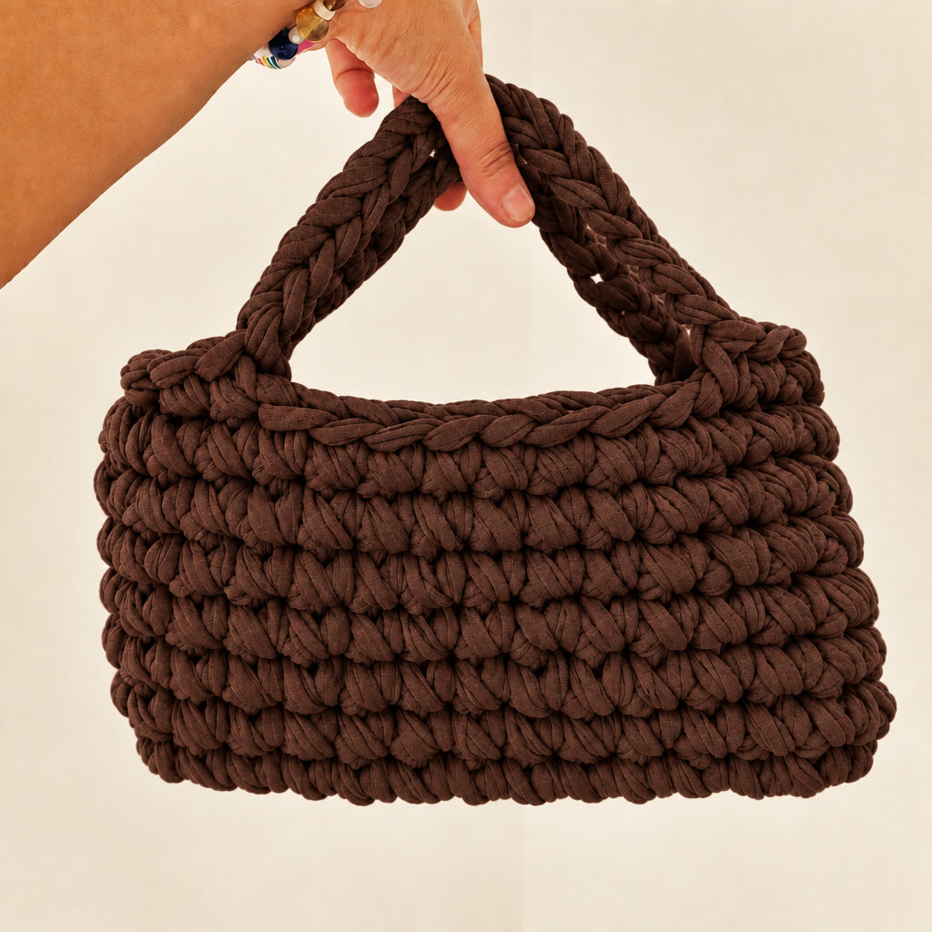 Sac au crochet chunky marron chocolat fait main à Marseille
