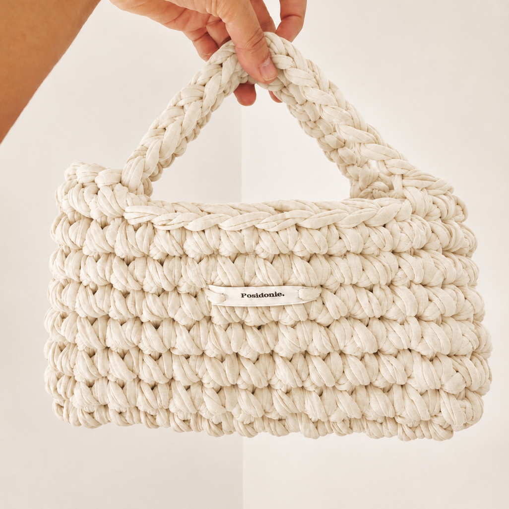 Sac au crochet Chunky écru gros sac fourre tout fait main à Marseille