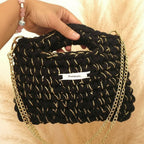 Sac au crochet Eléonore noir et doré ou argenté fait main à Marseille