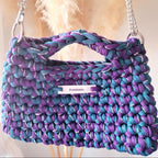 Sac au crochet Apolline Turquoise et Violet inspiré des calanques fait main à Marseille