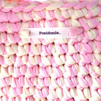 Sac au crochet rose et blanc comme une guimauve fait main à Marseille