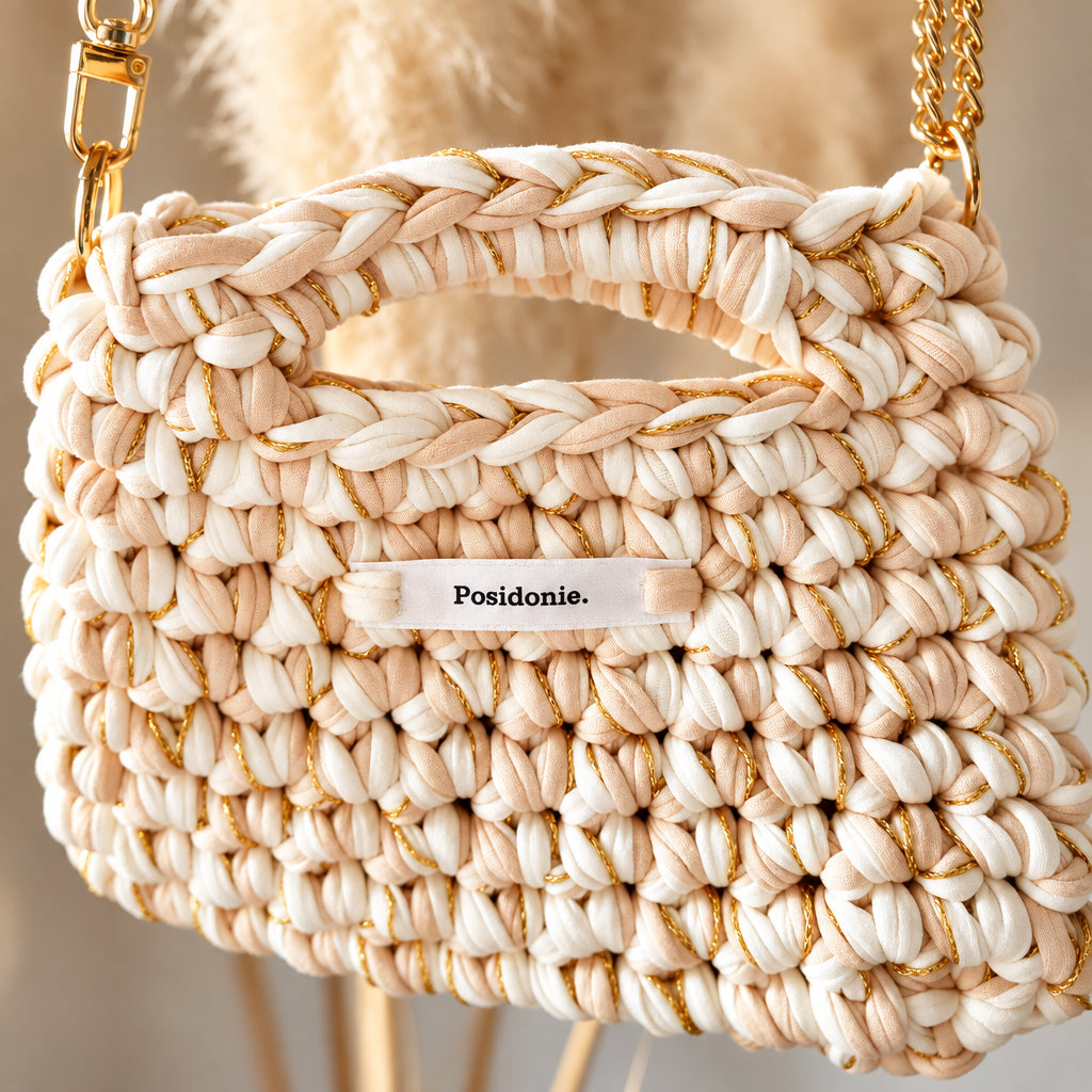 Sac au crochet blanc crème et blanc cassé fait main à Marseille