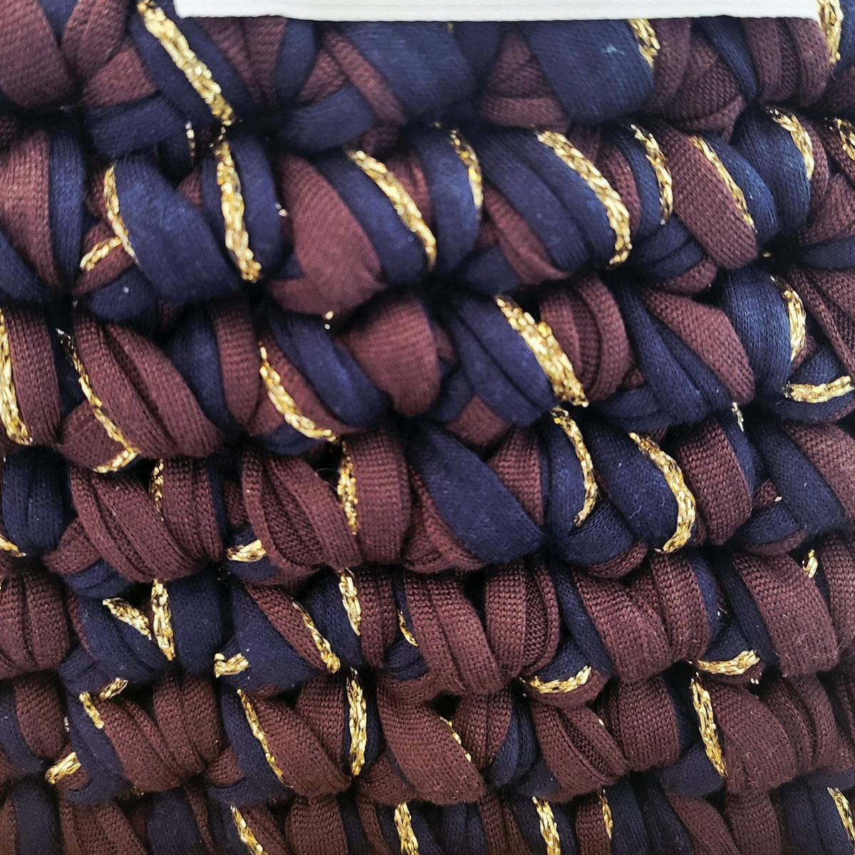 Sac au crochet bleu océan, chocolat et doré, fait main à Marseille