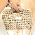 Sac au crochet couleur beige sable et doré fait main à Marseille