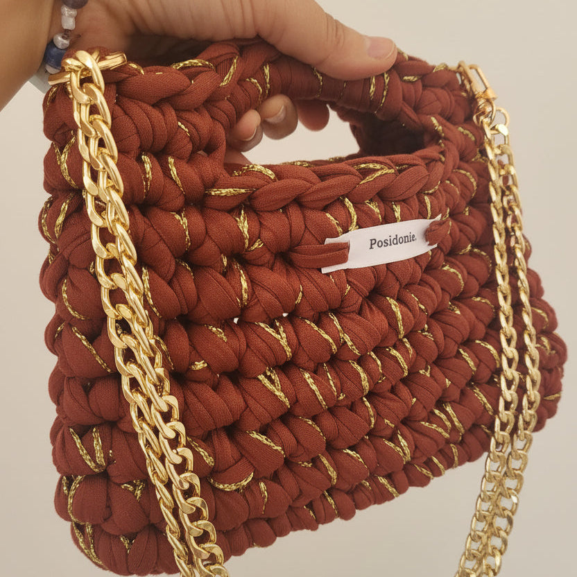 Sac au crochet Terracotta et doré fait main à Marseille