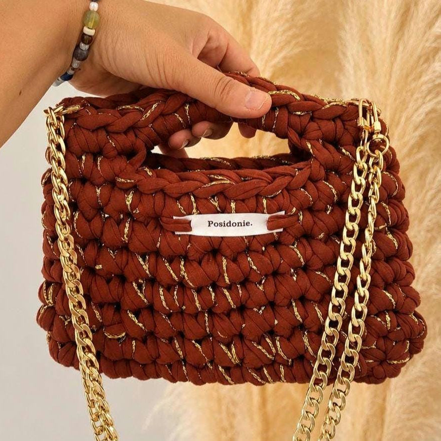 Sac au crochet Terracotta et doré fait main à Marseille