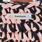 Sac au crochet mini chunky bleu marine et rose doux fait main à Marseille