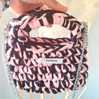 Sac au crochet mini chunky bleu marine et rose doux fait main à Marseille