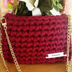 Sac au crochet de soirée clutch rouge bordeaux fait main à Marseille