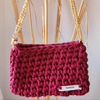 Sac au crochet de soirée clutch rouge bordeaux fait main à Marseille